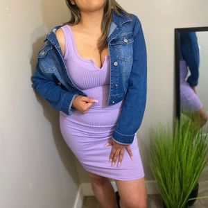 Lavender ribbed midi dress